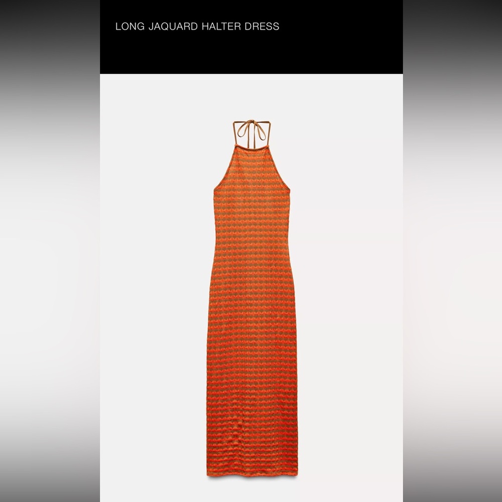 NWT. ZARA long jacquard halter dress. Size S